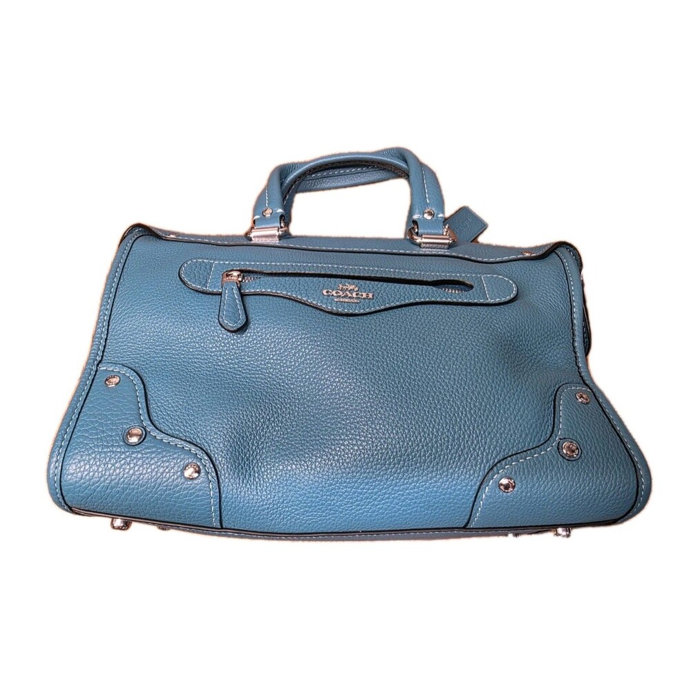 Coach Millie Satchel Pebbled Leather Turquoise Teal CE633 Excellent Condition - Picture 10 of 16